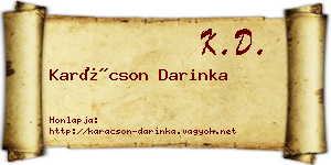 Karácson Darinka névjegykártya